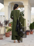Beautifull straight petan set with beautiful pech work and hand katha work on all over kurti (SWSK11)
