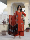 Beautifull straight petan set with beautiful pech work and hand katha work on all over kurti (SWSK11)