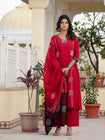 Beautifull straight petan set with beautiful pech work and hand katha work on all over kurti (SWSK11)