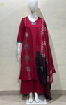 Beautifull straight petan set with beautiful pech work and hand katha work on all over kurti (SWSK11)