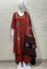 Beautifull straight petan set with beautiful pech work and hand katha work on all over kurti (SWSK11)