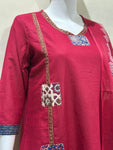 Beautifull straight petan set with beautiful pech work and hand katha work on all over kurti (SWSK11)