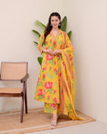 New stylish and affordable beautiful look straight alia cut set with beautiful print and fabric pure Cotton💃💃(SWSK14)