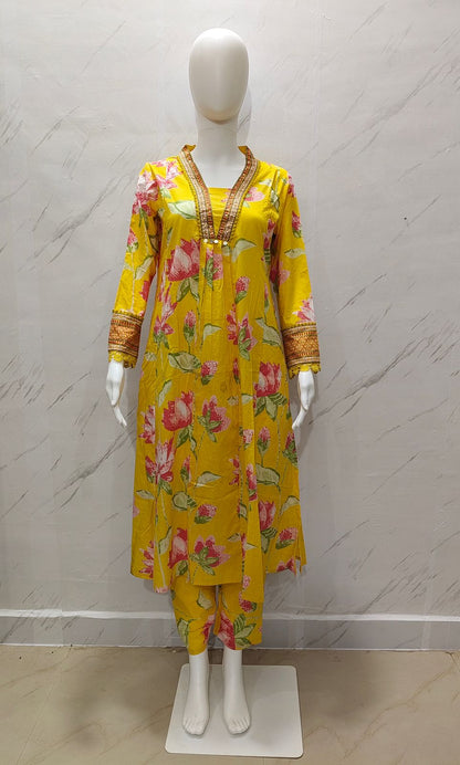 New stylish and affordable beautiful look straight alia cut set with beautiful print and fabric pure Cotton💃💃(SWSK14)