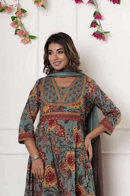 New stylish and affordable beautiful anarkali set with beautiful print and fabric pure Cotton💃💃(SWSK15)