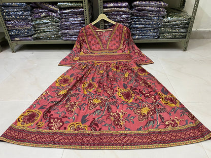 New stylish and affordable beautiful anarkali set with beautiful print and fabric pure Cotton💃💃(SWSK15)