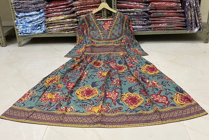 New stylish and affordable beautiful anarkali set with beautiful print and fabric pure Cotton💃💃(SWSK15)