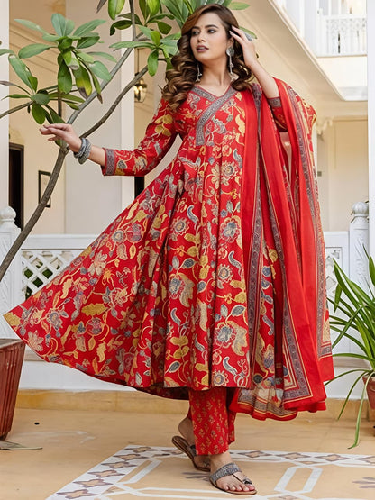 New stylish and affordable beautiful angrakha anarkali set with beautiful print and fabric pure Cotton💃💃(SWSK16)