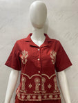 Designer Cotton Co-ord Set Shirt With Elegant Thread Embroidery Paired Flared Plazoo With Embroidery & Pockets (SWSK17)