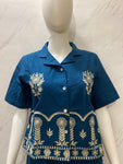 Designer Cotton Co-ord Set Shirt With Elegant Thread Embroidery Paired Flared Plazoo With Embroidery & Pockets (SWSK17)