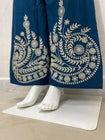 Designer Cotton Co-ord Set Shirt With Elegant Thread Embroidery Paired Flared Plazoo With Embroidery & Pockets (SWSK17)