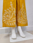 Designer Cotton Co-ord Set Shirt With Elegant Thread Embroidery Paired Flared Plazoo With Embroidery & Pockets (SWSK17)
