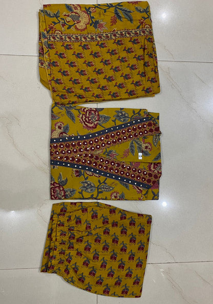 New stylish and affordable beautiful look straight alia cut set with beautiful print and fabric pure Cotton💃💃 (SWSK20)
