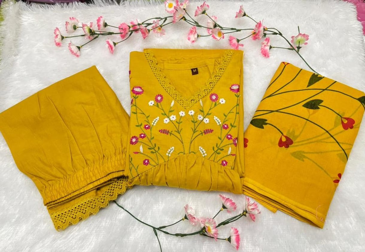 we have included a beautifully cotton malmal printed dupatta Upgrade your wardrobe with this stunning ensemble and step out in style! (SWSK21)