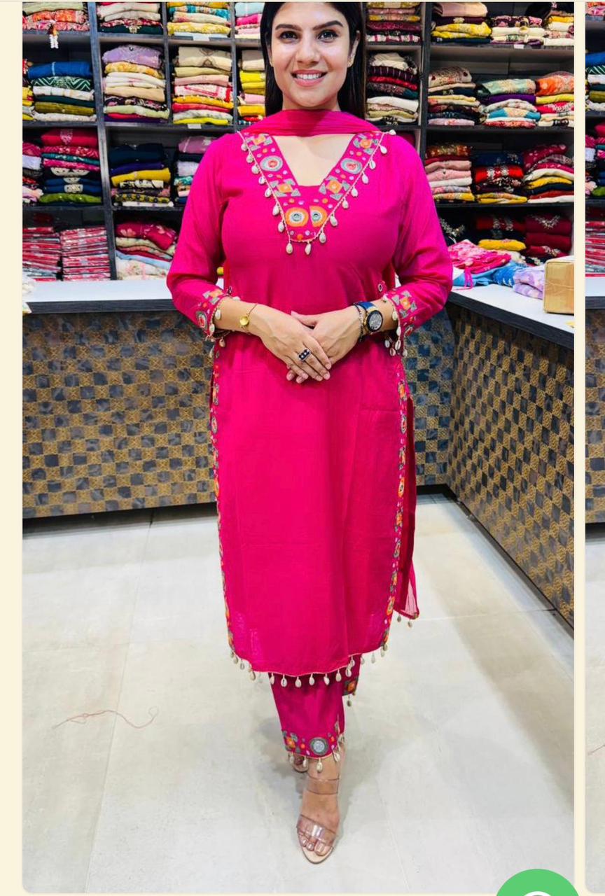 Flaunt the amazing pink RANI  color of this suit in your upcoming festivities. The divine and luxurious fabric (SWSK23)