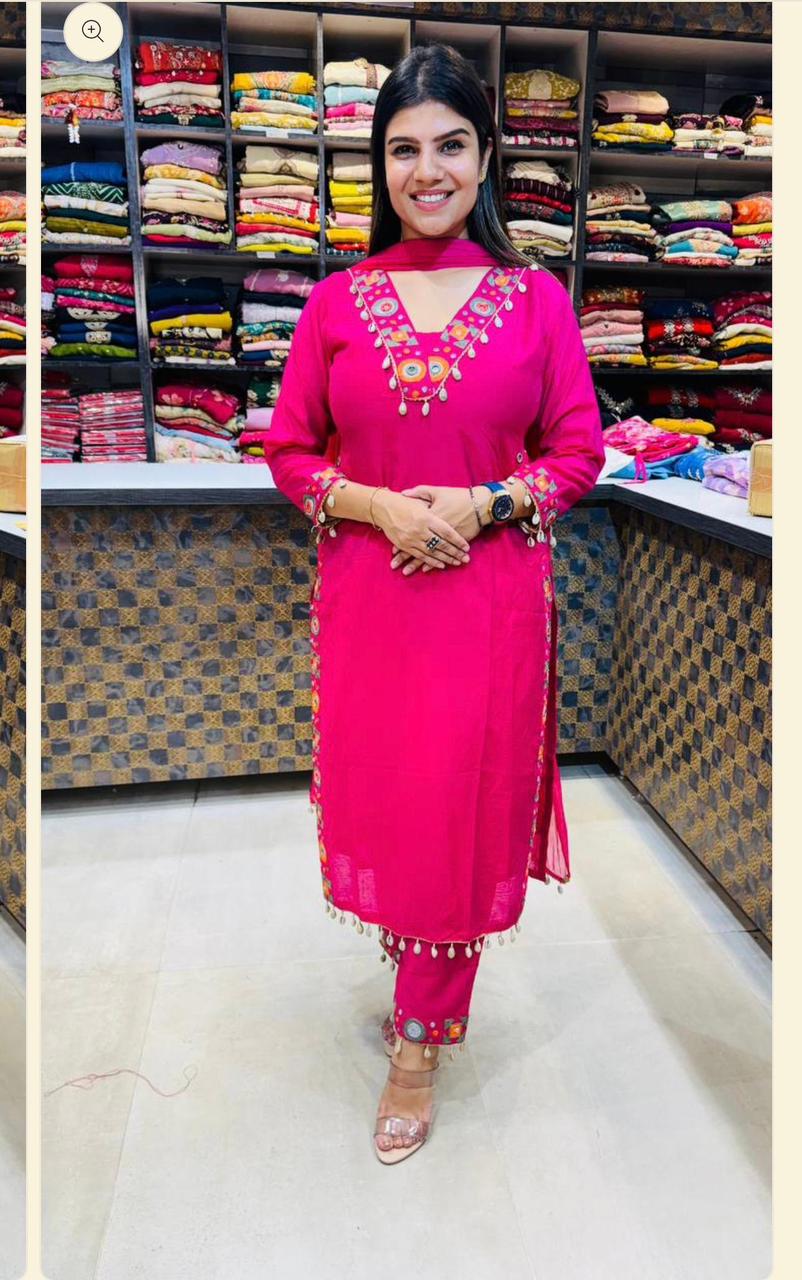 Flaunt the amazing pink RANI  color of this suit in your upcoming festivities. The divine and luxurious fabric (SWSK23)