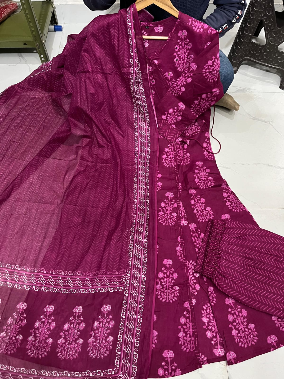 💃Walk Gracefully in our new cotton Angrakha Style Anarkali Dupatta set For All sessions.🌸 (SWSK26)