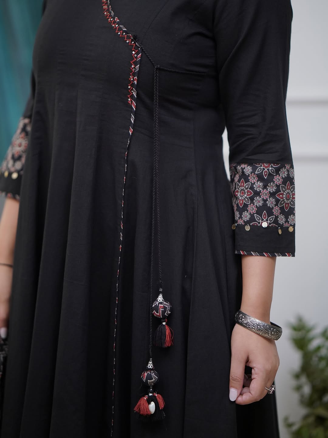 Ajrakh-Inspired Anarkali Set with Printed Dupatta S(RD29)