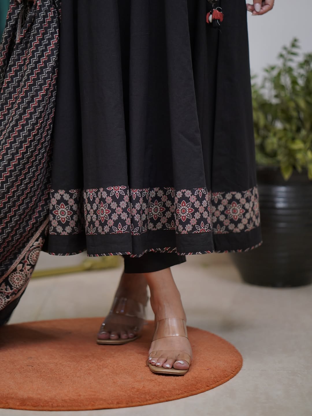 Ajrakh-Inspired Anarkali Set with Printed Dupatta S(RD29)