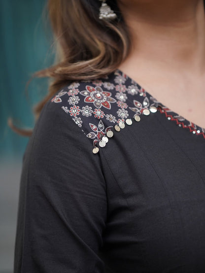 Ajrakh-Inspired Anarkali Set with Printed Dupatta S(RD29)