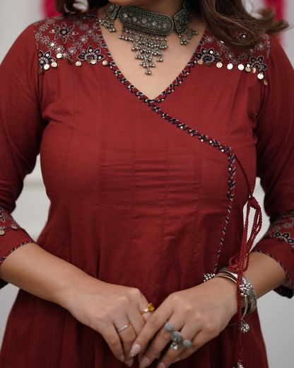 Ajrakh-Inspired Anarkali Set with Printed Dupatta S(RD29)