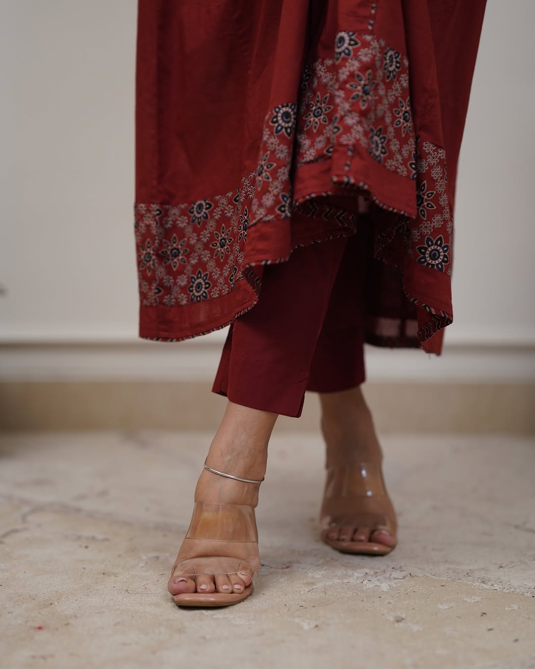 Ajrakh-Inspired Anarkali Set with Printed Dupatta S(RD29)