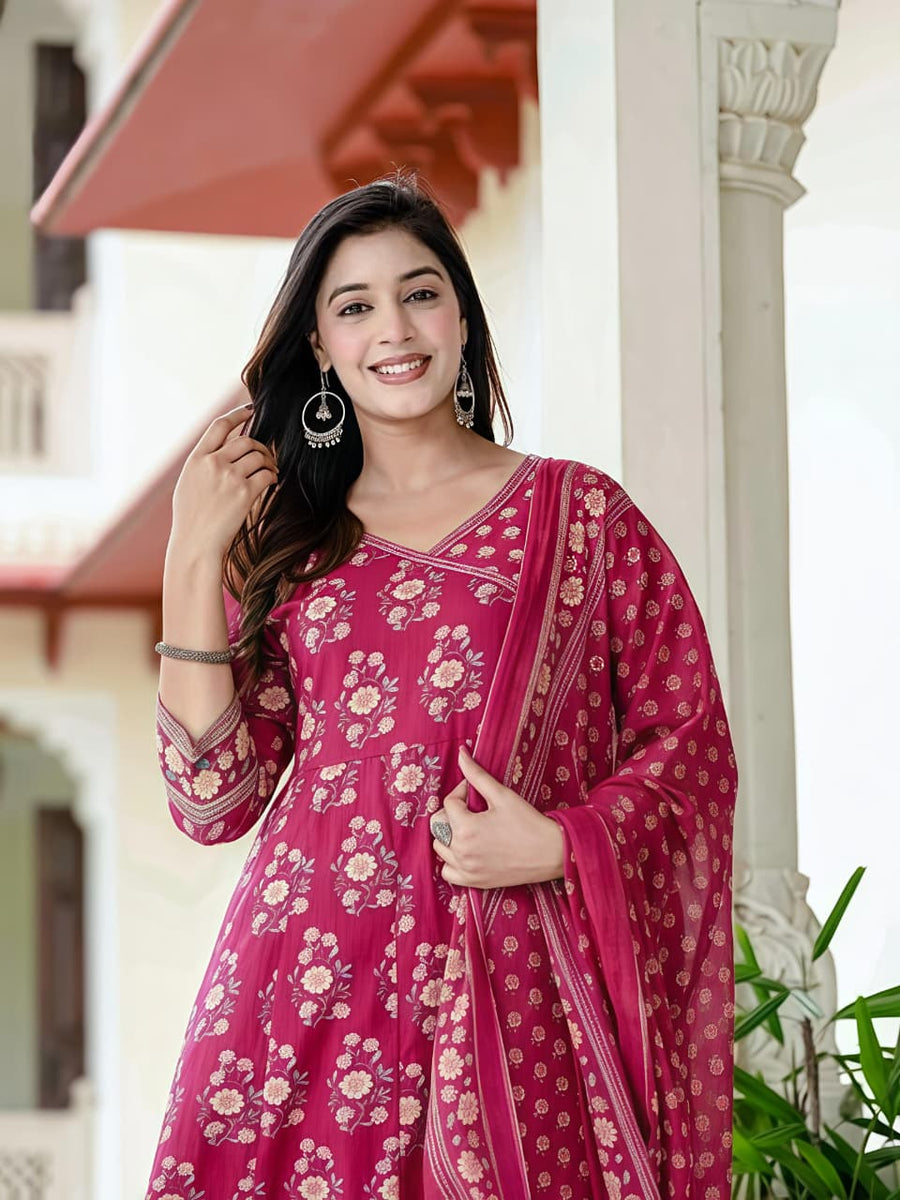 Women Ethnic Printed Kurta Set with Dupatta – Festive & Wedding Wear(SWSK39)