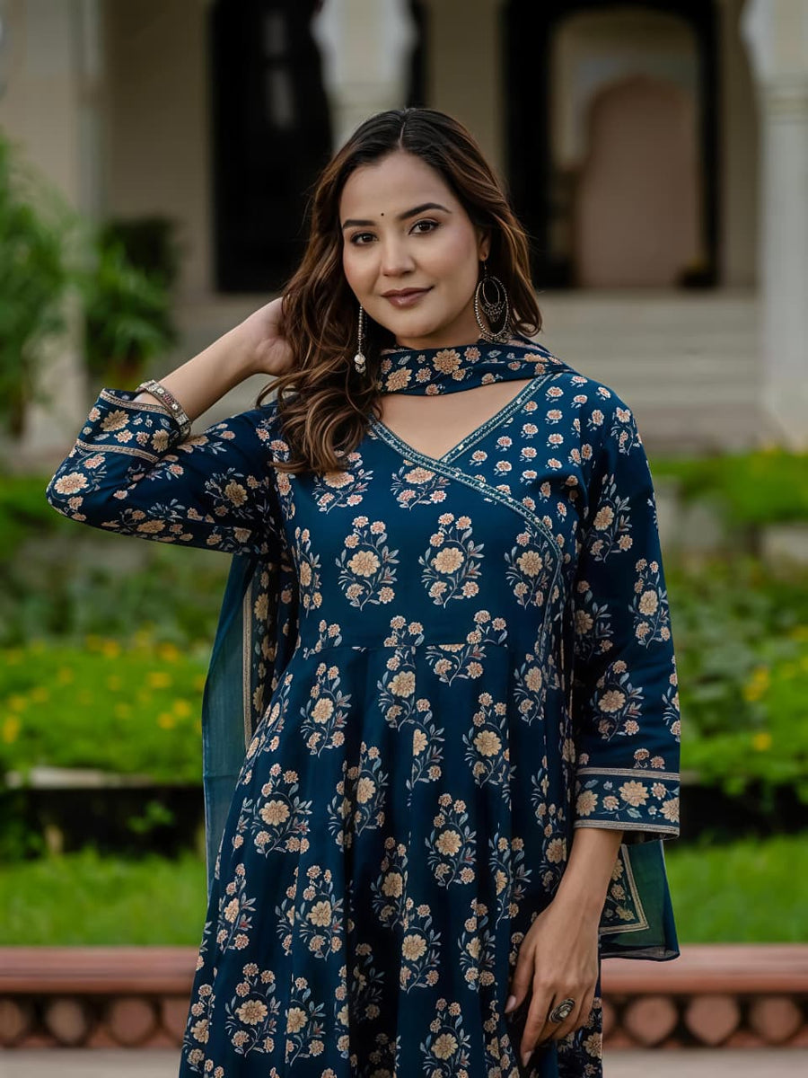 Women Ethnic Printed Kurta Set with Dupatta – Festive & Wedding Wear(SWSK39)