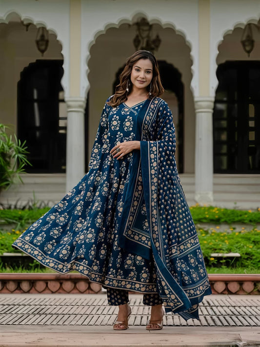 Women Ethnic Printed Kurta Set with Dupatta – Festive & Wedding Wear(SWSK39)