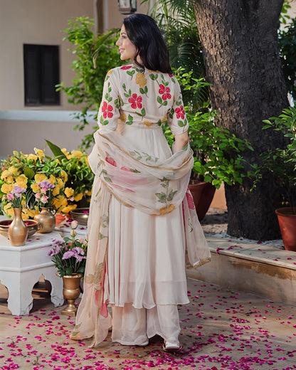 Ivory Blossom Grace Anarkali Suit ✨🌸(RRRD34)