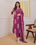 Pure Cotton discharge print kurti with pant and mulmul printed dupatta(SWSK53)