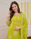 Pure Cotton discharge print kurti with pant and mulmul printed dupatta(SWSK53)