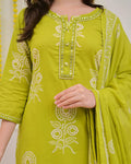 Pure Cotton discharge print kurti with pant and mulmul printed dupatta(SWSK53)