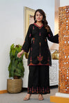 🌹🌹 fine Cotton fabric with beautiful embroidery on neck, sleeves, Kurti with embroidered plazo with both side pockets on pant (SWSK56)
