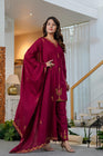 🌹🌹 fine Cotton fabric with beautiful embroidery on neck, sleeves, Kurti with embroidered plazo with both side pockets on pant (SWSK56)