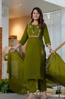 🌹🌹 fine Cotton fabric with beautiful embroidery on neck, sleeves, Kurti with plazo with one side pocket on pant(SWSK59)