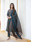 🌹🌹 fine taj cotton 60 60 fabric with beautiful printed Kurti with plazo with one side pocket on pant(SWSK60)