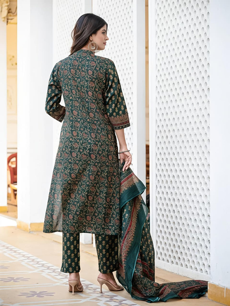🌹🌹 fine taj cotton 60 60 fabric with beautiful printed Kurti with plazo with one side pocket on pant(SWSK60)