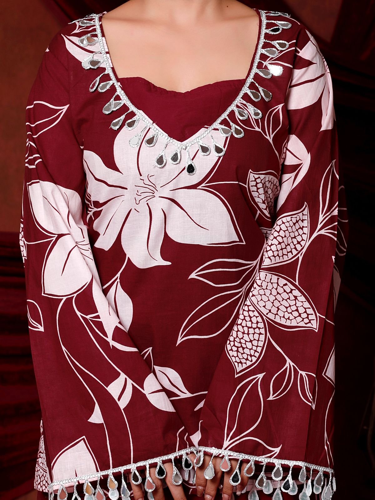 💕💕Adorn Yourself in Festive Elegance with this Stunning Maroon Floral Coord Set🌸🌸(RRRD37)