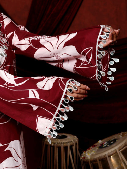 💕💕Adorn Yourself in Festive Elegance with this Stunning Maroon Floral Coord Set🌸🌸(RRRD37)