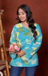 Elevate your ethnic wardrobe with this chic and vibrant fuchsia pink blue skay green  kurti. Featuring a striking white lily print, this piece is designed for the modern woman who loves a mix of classic charm and edgy details.(RRRD40)