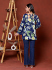 Elevate your ethnic wardrobe with this chic and vibrant fuchsia pink blue skay green  kurti. Featuring a striking white lily print, this piece is designed for the modern woman who loves a mix of classic charm and edgy details.(RRRD40)