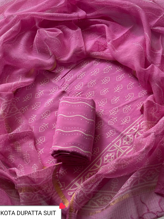 Suits Wala Hand Block Print Cotton Suit Set with Kota Doria Dupatta WAKOTMU30
