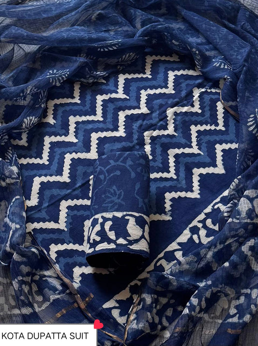 Suits Wala Hand Block Print Cotton Suit Set with Kota Doria Dupatta WAKOTMU28