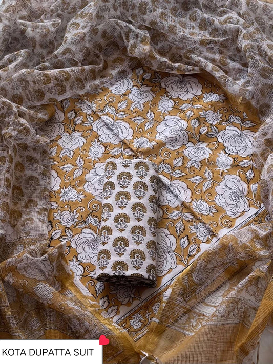 Suits Wala Hand Block Print Cotton Suit Set with Kota Doria Dupatta WAKOTMU26