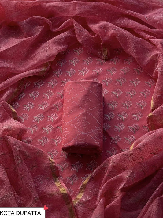 Suits Wala Hand Block Print Cotton Suit Set with Kota Doria Dupatta WAKOTMU25