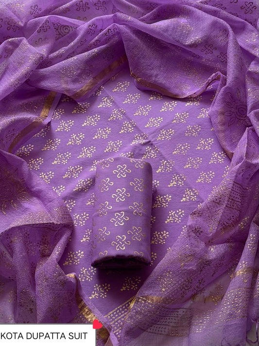 Suits Wala Hand Block Print Cotton Suit Set with Kota Doria Dupatta WAKOTMU22