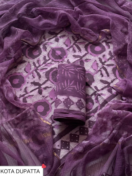 Suits Wala Hand Block Print Cotton Suit Set with Kota Doria Dupatta (WAKOTMU20)
