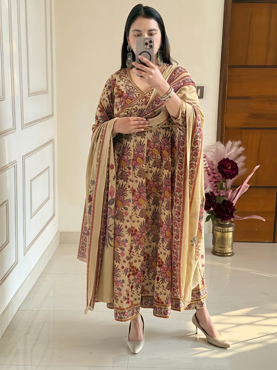 Premium Kalamkari Print Anarkali Set 🌸  (RD53)