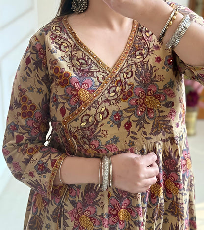 Premium Kalamkari Print Anarkali Set 🌸  (RD53)
